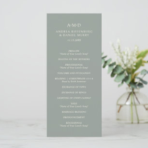 Andrea Sage Grön Elegant Bröllop Program