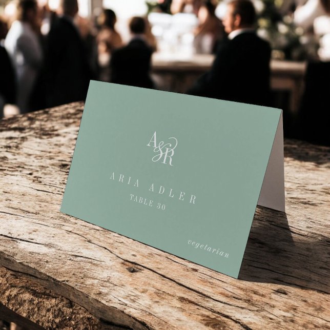 ANDREA Sage Gröna Minimalistiska Platskort för Brö Bordsnummer (ANDREA Sage Green Minimal Wedding Place Cards)