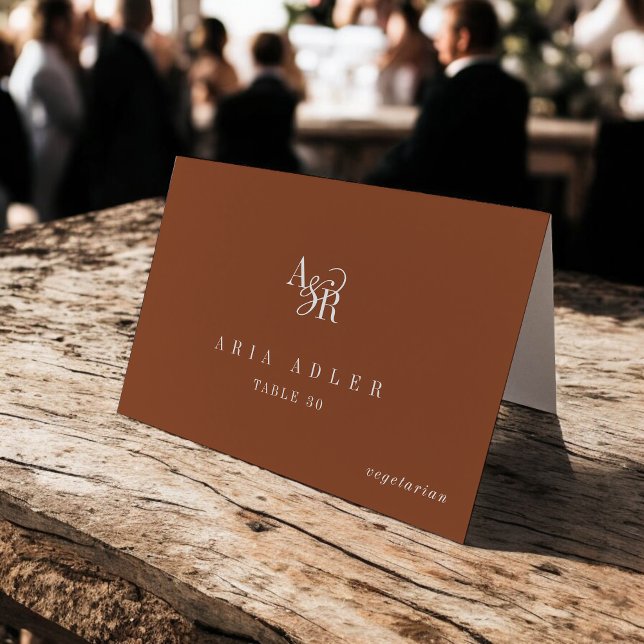 ANDREA Terrakotta Boho Minimalistiska Platskort fö Bordsnummer (ANDREA Terracotta Boho Minimal Wedding Place Cards)
