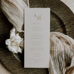 ANDREA Vintage Guld Cream Neutralt Elegant bröllop Meny<br><div class="desc">Det här menykortet för vintage guld och neutralt elegant bröllop från Andrea Samling är perfekt för ett modernt bröllop. Tidsbegränsningen och utformningen av eleganten har ett finare-skriptmonogram i guld och elfenben med en unik vintage. Den här menyn kan användas för bröllopsmottagning,  repetitionsmiddag eller vad som helst.</div>