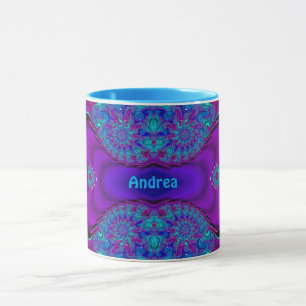 ANDREA ~ Zany 3D ~ Blue, Grönt and Lila Mugg