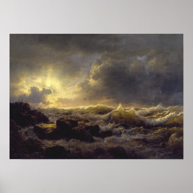 Andreas Achenbach - Clearing Up - Kusten på Sicili Poster (Framsidan)
