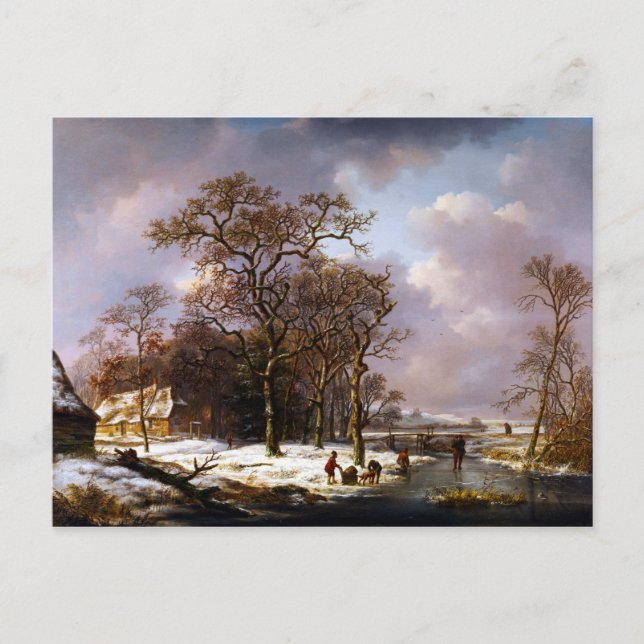 Andreas Schelfhout Winter Landscape Vykort (Framsida)