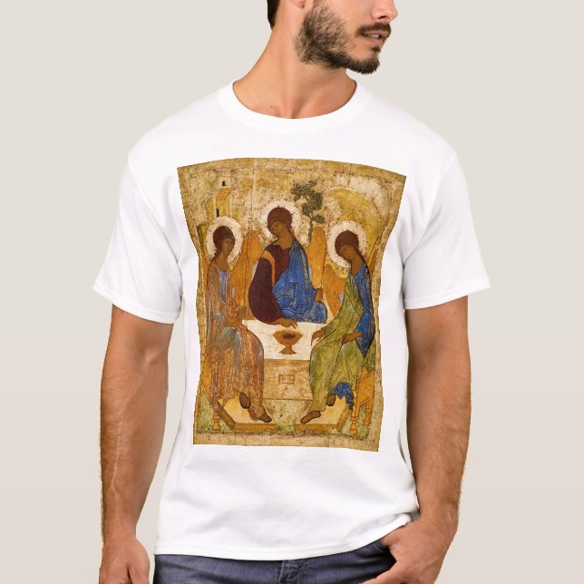 Andrei Rublev Heliga Trinity Icon Orthodox religio T Shirt (Framsida)