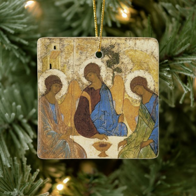 Andrei Rublev Iconic Trinity Änglar Abraham Bible Julgransprydnad Keramik (Träd)