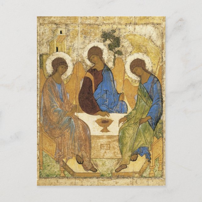 Andrei Rublev Iconic Trinity Änglar Abraham Bible Vykort (Framsida)