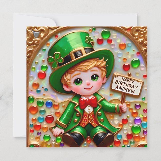 ANDREW ~ Birthday Card ~ St. Patrick's costume ~ (Framsida)