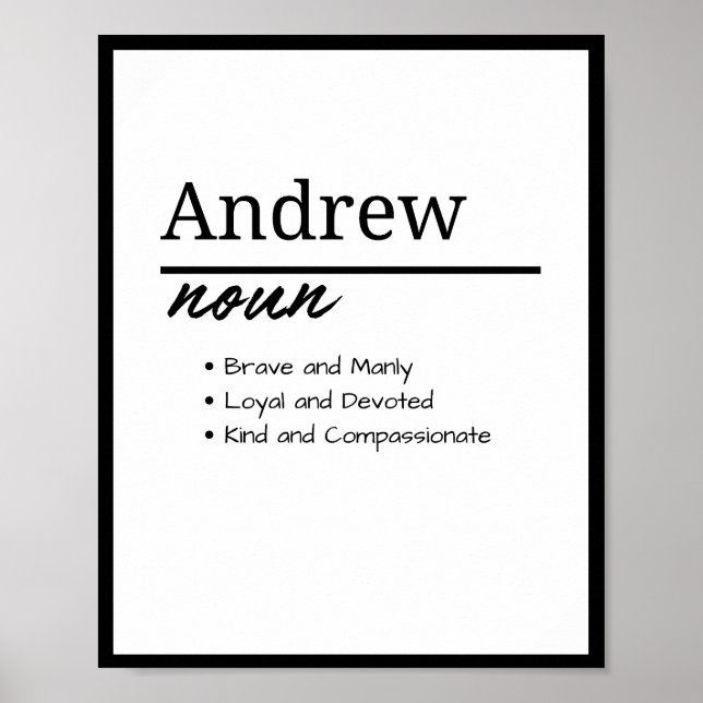 Andrew, Boy Personlig Namn Definition Poster (Framsidan)