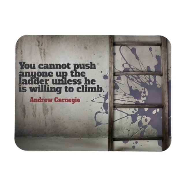 Andrew Carnegie inspirational Quote "Push up" Magnet (Horisontell)