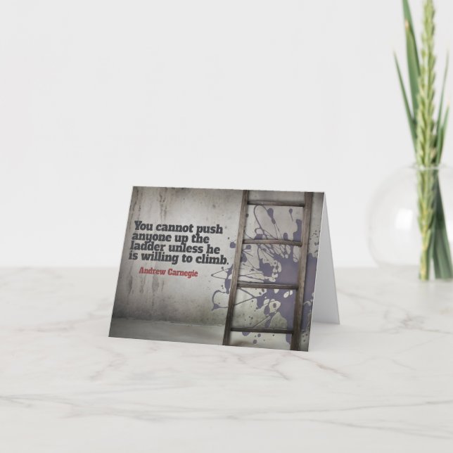 Andrew Carnegie inspirational Quote "Push up" Tack Kort (Framsida)