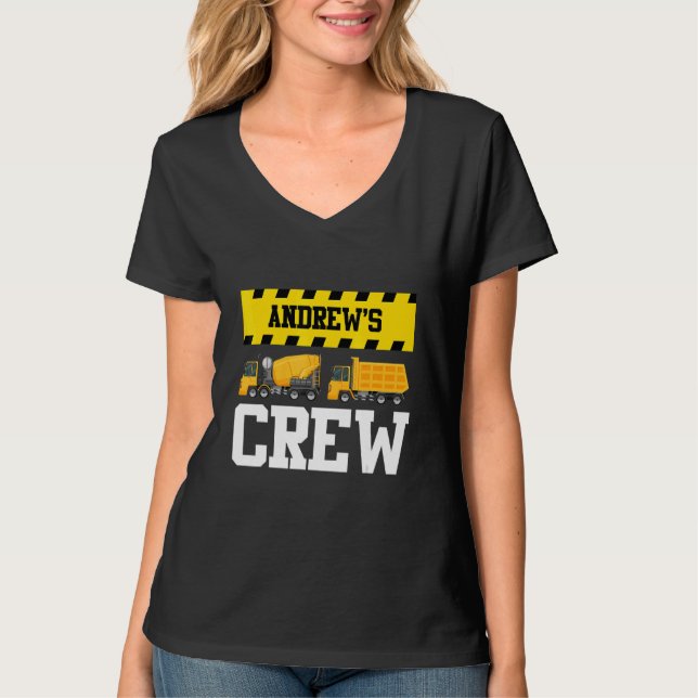 Andrew Construction Crew Anpassningsbar Dumptruck  T Shirt (Framsida)