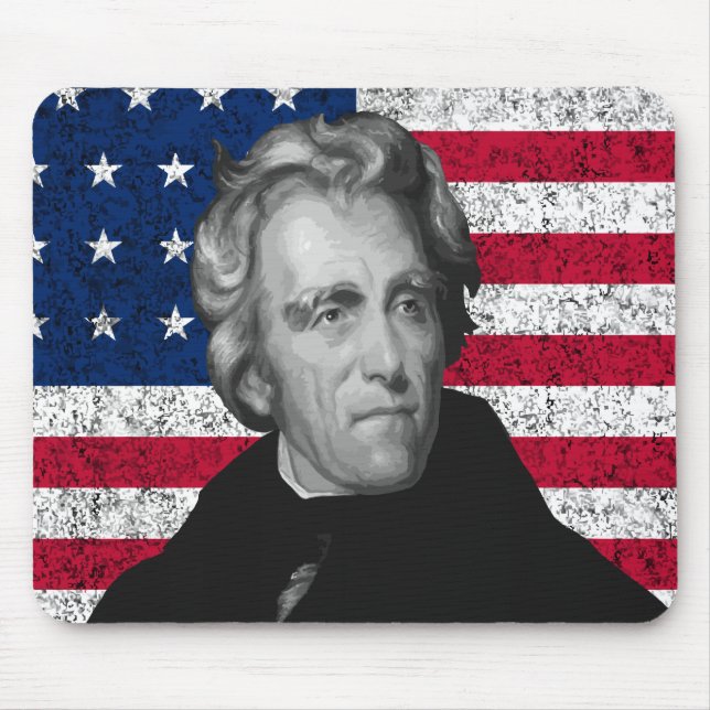 Andrew Jackson och US-flagga Musmatta (Framsidan)