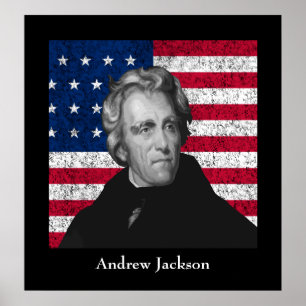Andrew Jackson och USA:s Flagga Poster