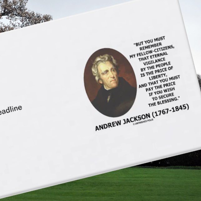 Andrew Jackson Pris of Liberty Pris Secure Quote Visitkort (Business card featuring a timeless eternal vigilance & liberty quote by US President Andrew Jackson)