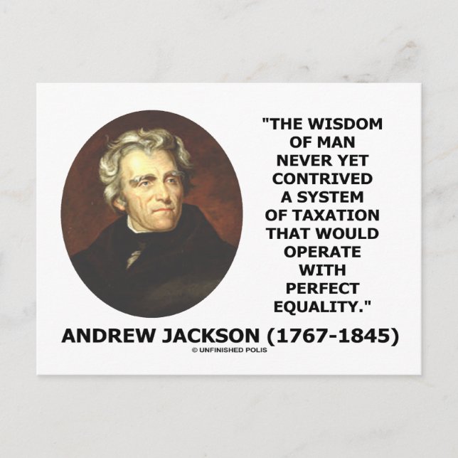 Andrew Jackson Wisdom Contrive Tax Equality Vykort (Framsida)