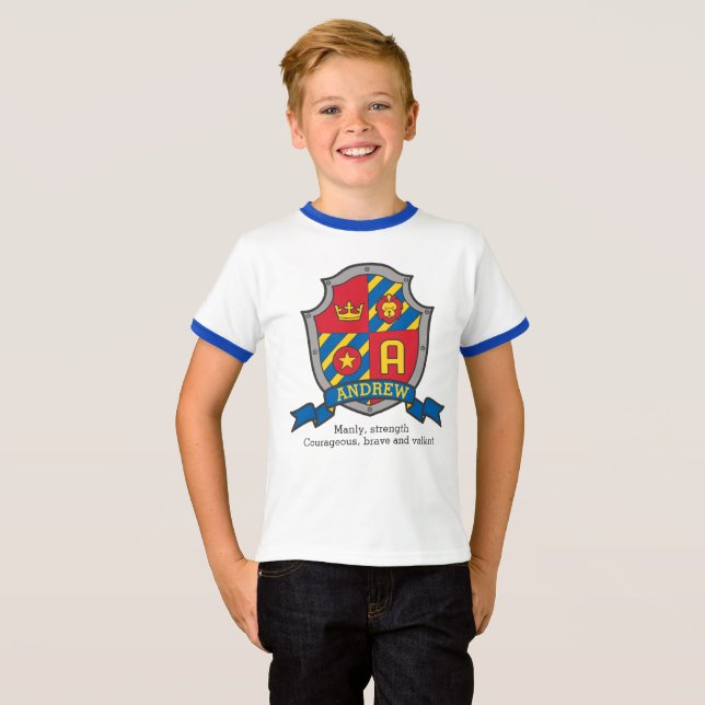 Andrew Killar namn och knivsköld T Shirt (Hel framsida)