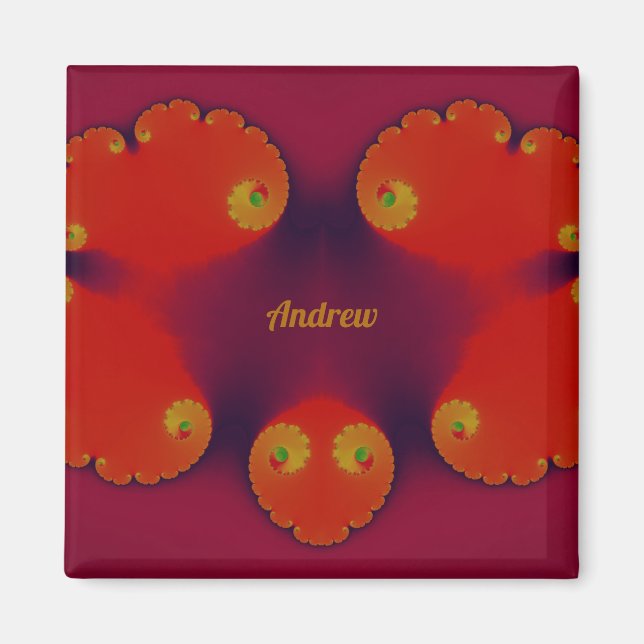 ANDREW ~ Red Scarlet Blue and Gult Mönster ~ Magnet (Framsidan)