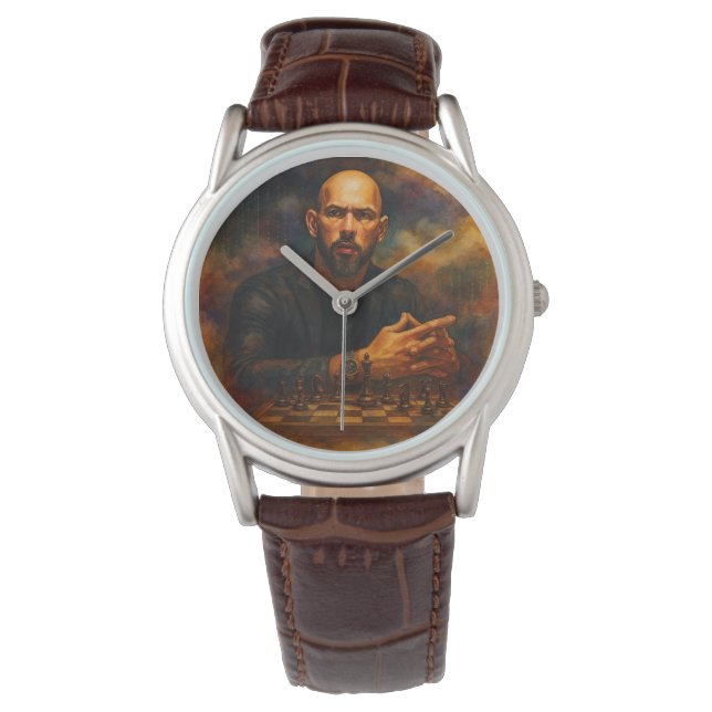 Andrew Tate Klassiskt Brun Läderur Armbandsur (Framsida)