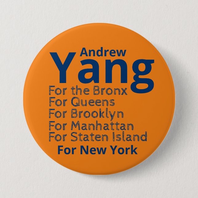 Andrew Yang för Mayor Button Knapp (Framsida)