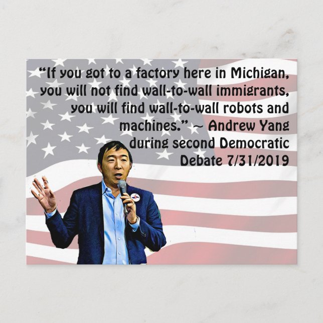 Andrew Yang Quote från andra demokratiska debatten Vykort (Framsida)