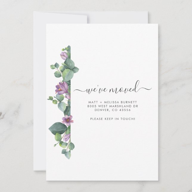 Ändring av Adress Flytta Announcement Eucalyptus (Framsida)