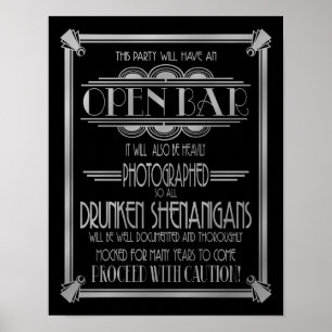 Ändring av Art Deco Open Pub Silver B/G färg Poster