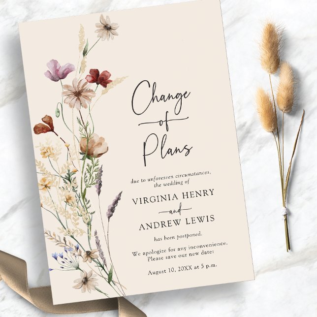 Ändring av blommigt inbjudningar (Floral Change Of Plans Invitation
)