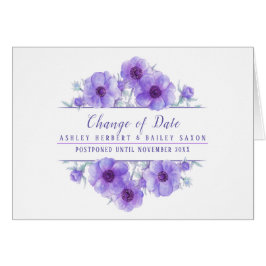 Ändring av datum Anemone lila bröllop har skjutits Hälsningskort