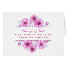 Ändring av datum Anemone rosa bröllop senarelagt k Hälsningskort