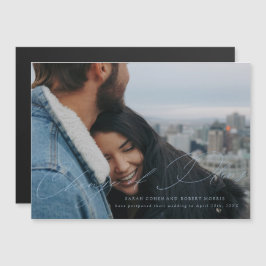 Ändring av datum för Himlar Blue Scripted Bröllop Magnetisk Inbjudningskort