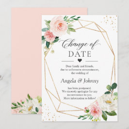 Ändring av datum Rosa Blommig Guld Geometrisk Inbjudningar