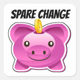 Ändring av Piggy Bank Spare Fyrkantigt Klistermärke