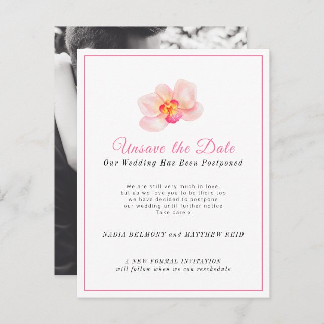 Ändring av plan för bröllopsdatum, uppskjutet spara datumet (Fram/baksida)