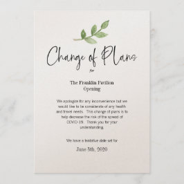 Ändring av planer Affärs Personligt Evenemang COVI Inbjudningar