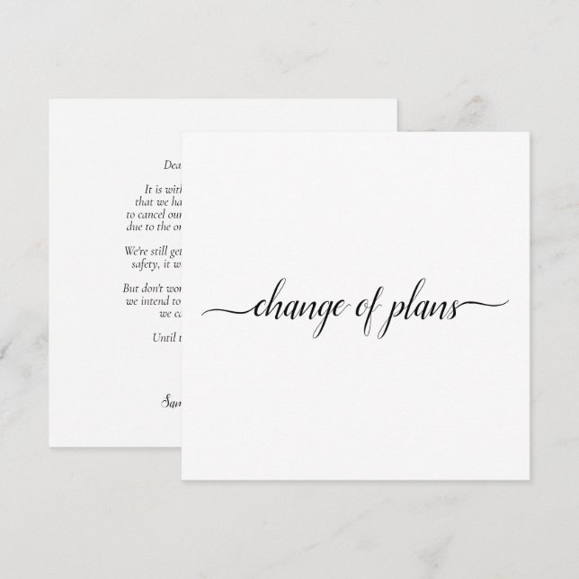 Ändring av Planer Bröllopet Inställt eller Omschem Meddelande (Fram/baksida)