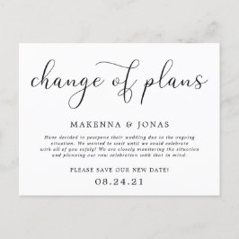 Ändring av planer Bröllopsuppskov Meddelande Vykort