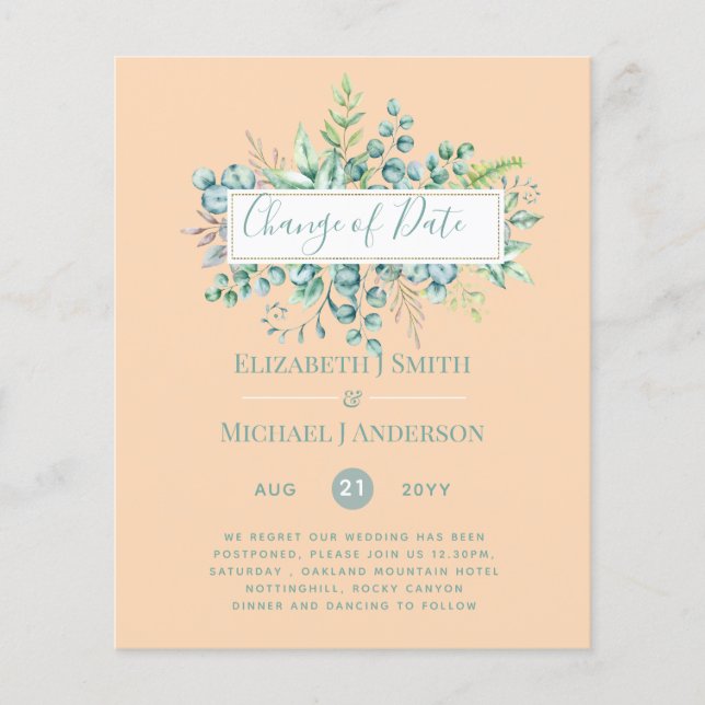 Ändring av planer Datum för händelse av Eucalyptus (Framsida)