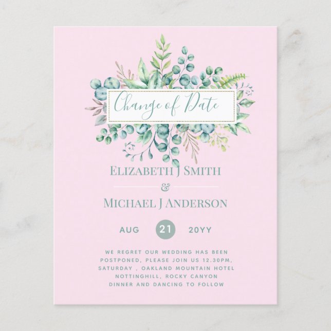 Ändring av planer Datum för händelse av Eucalyptus (Framsida)