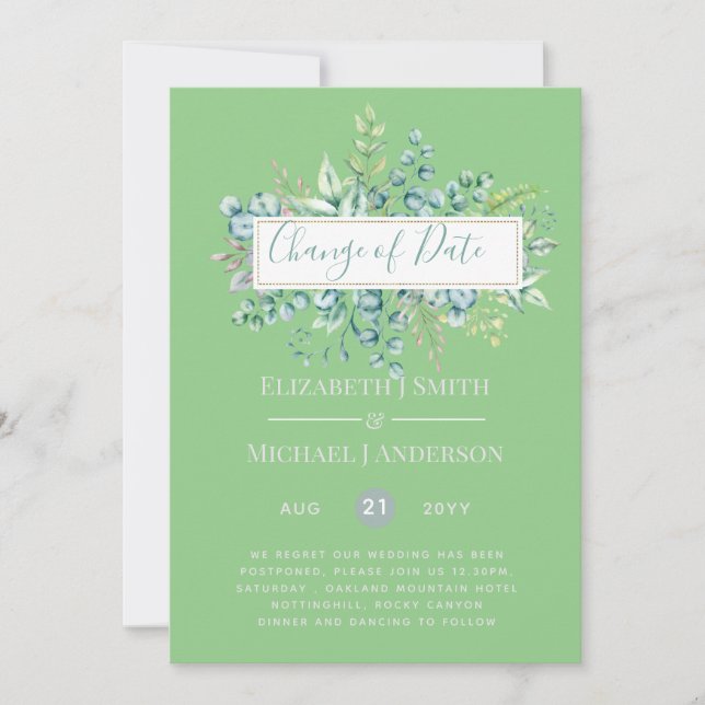 Ändring av planer Datum för händelse av Eucalyptus (Framsida)