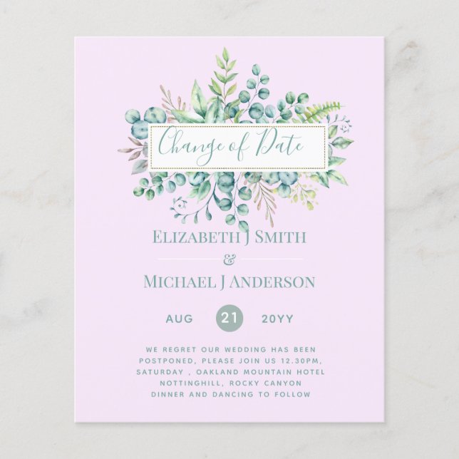 Ändring av planer Datum för händelse av Eucalyptus (Framsida)