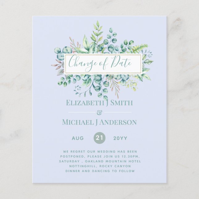 Ändring av planer Datum för händelse av Eucalyptus (Framsida)