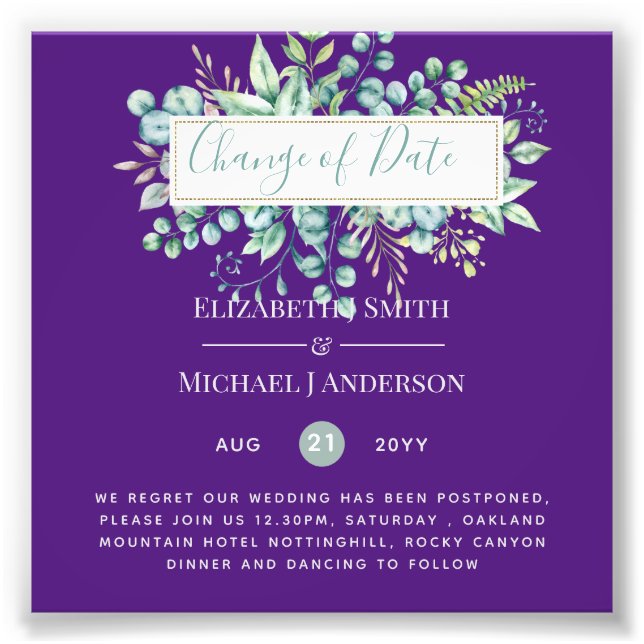 Ändring av planer Datum för händelse av Eucalyptus Fototryck (Framsidan)