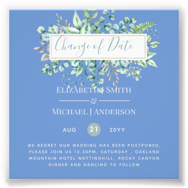 Ändring av planer Datum för händelse av Eucalyptus Fototryck (Framsidan)