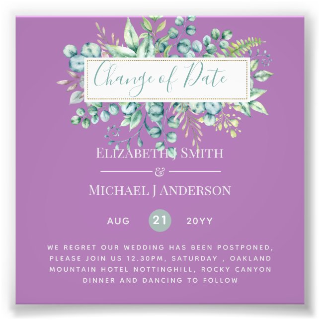 Ändring av planer Datum för händelse av Eucalyptus Fototryck (Framsidan)