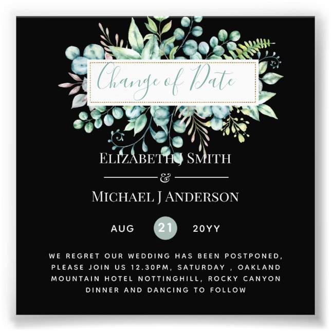 Ändring av planer Datum för händelse av Eucalyptus Fototryck (Framsidan)