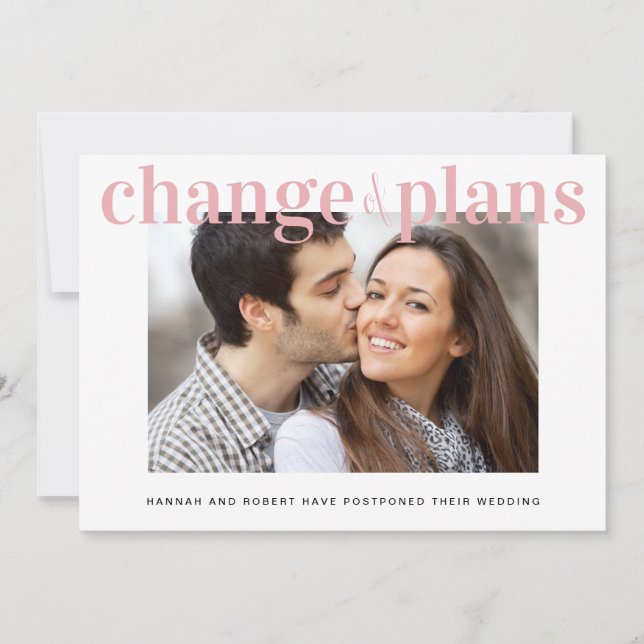 Ändring av Planer Foto Rosa Bröllopsuppskjutande Meddelande (Framsida)