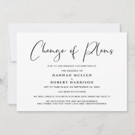 Ändring av planer Uppgivet Inställt Svart Vitt Meddelande