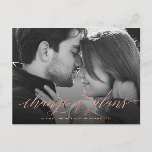 Ändring av planer | Uppskjutning av Photo Bröllop Vykort (Framsida)