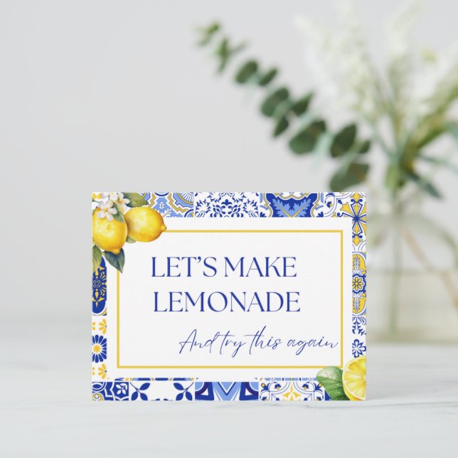 Ändring av uppskjutet datum för annullerad Lemon-h Vykort (Stående Fram)