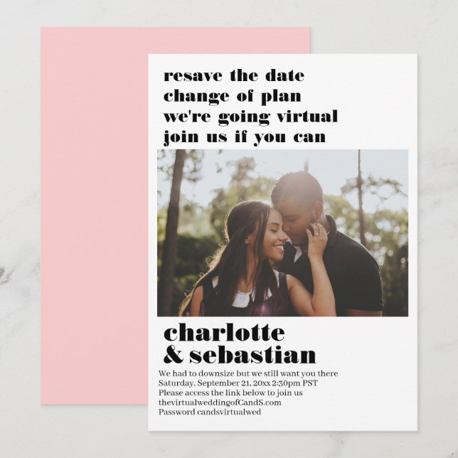 Ändring av Virtuella Bröllop spara datum-foto Datumet (Fram/baksida)